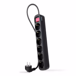 Nanocable 6-socket power strip with switch, 1.4 metres Black, 1.4 m, Indoor, Type F, Type F (CEE 7/4), Black, GS