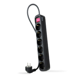 Nanocable 6-socket power strip with switch, 1.4 metres Black