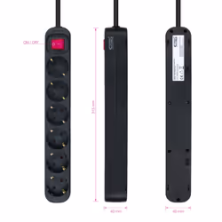 Nanocable 6-socket power strip with switch, 1.4 metres Black