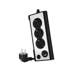 Nanocable 10.37.0013-BK power extension 1.5 m 3 AC outlet(s) Indoor Aluminium, Black