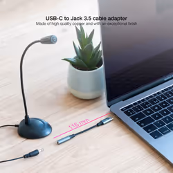 Nanocable 10.24.1204 audio cable 0.11 m 3.5 mm USB C Black, Grey - Additional view 3