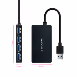 Nanocable 10.16.4403 interface hub USB 3.2 Gen 1 (3.1 Gen 1) Type-A Black