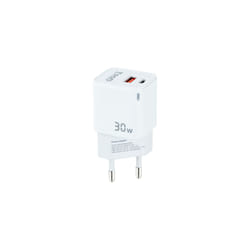TooQ GaN Wall Charger USB-C/PD + USB-A/QC 30W, White
