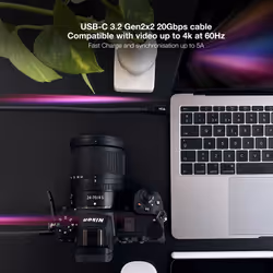 Nanocable USB 3.2 Gen2x2 20Gbps 5A/100W 4K/60Hz USB-C/M-USB-C/M Cable, Grey/Black, 1 m - Additional view 5