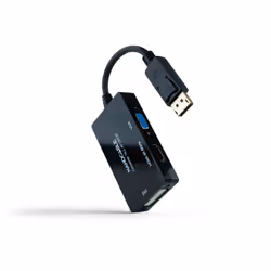 Nanocable DISPLAYPORT to HDMI/DVI/VGA Converter, 20 cm, Black, 0.2 m, DisplayPort, DVI-D + VGA (D-Sub) + HDMI, Male, Female,  ...