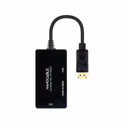 Nanocable DISPLAYPORT to HDMI/DVI/VGA Converter, 20 cm, Black