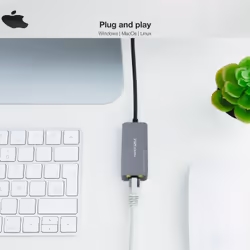 Nanocable USB-C 3.2 GEN1 to Ethernet 2.5G Converter, Aluminium, Grey, 15 cm - Additional view 4