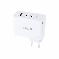 TooQ GaN Wall Charger 2xUSB-C/PD + USB-A/QC 100W, White, Indoor, AC, White