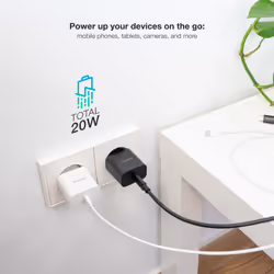 TooQ USB-C PD20W Wall Charger, White