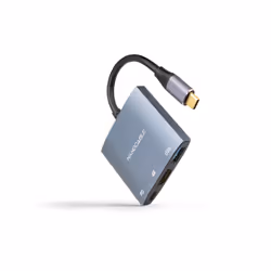 Nanocable USB-C to HDMI/USB3.0/USB-C PD Converter, 15 cm, Grey, 3840 x 2160 pixels