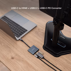 Nanocable USB-C to HDMI/USB3.0/USB-C PD Converter, 15 cm, Grey