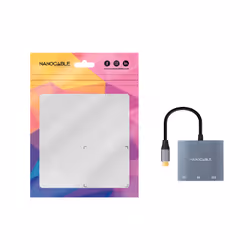Nanocable USB-C to HDMI/USB3.0/USB-C PD Converter, 15 cm, Grey