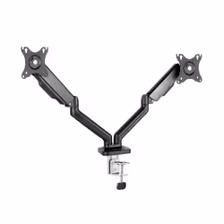 TooQ Table Stand for 2 Screens 17"-32", Black, Clamp/Bolt-through, 9 kg, 43.2 cm (17"), 81.3 cm (32"), 100 x 100 mm, Black