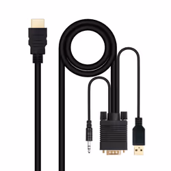 Nanocable HDMI to VGA+Audio+USB Converter Cable, 1.8 m, Black, 1.8 m, HDMI Type A (Standard), VGA (D-Sub) + 3.5mm + USB Type- ...