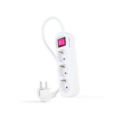 Nanocable Socket Strip with 3 Sockets with Switch, 1.4 m, White