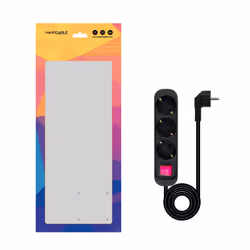 Nanocable Socket Strip with 3 Sockets with Switch, 1.4 m, Black
