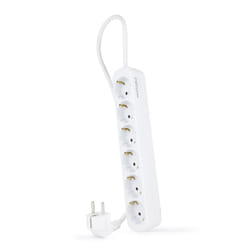Nanocable Socket Strip with 6 Sockets, 1.4 m, White