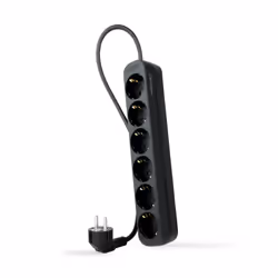 Nanocable Socket Strip with 6 Sockets, 1.4 m, Black, 1.4 m, Indoor, Type F, Type F, Angled, Shock resistant