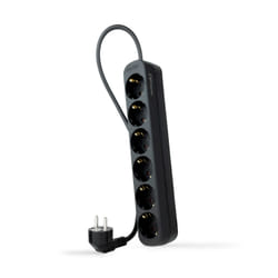 Nanocable Socket Strip with 6 Sockets, 1.4 m, Black