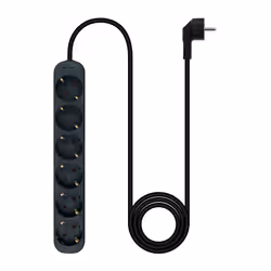 Nanocable Socket Strip with 6 Sockets, 1.4 m, Black