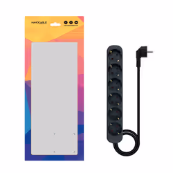 Nanocable Socket Strip with 6 Sockets, 1.4 m, Black