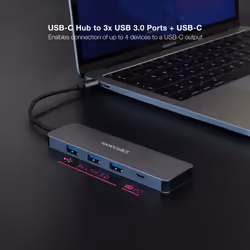 Nanocable USB-C Hub to 3xUSB3.0/F + 1xUSB-C/F Aluminum 10 cm, Gray - Additional view 2