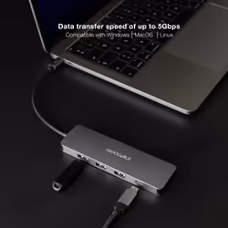 Nanocable USB-C Hub to 3xUSB3.0/F + 1xUSB-C/F Aluminum 10 cm, Gray - Additional view 3