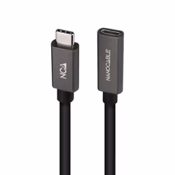 Nanocable USB-C 3.2 Gen2x2 20Gbps 3A, 4K/60Hz, USB-C/M-USB-C/H Extension Cable, Black, 2 m