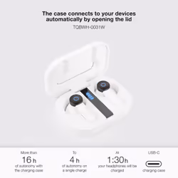 TooQ Bender Wireless Earbuds + Bluetooth Microphone with Charging Case, White