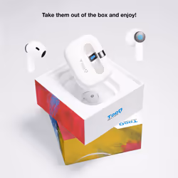 TooQ Bender Wireless Earbuds + Bluetooth Microphone with Charging Case, White - Additional view 7