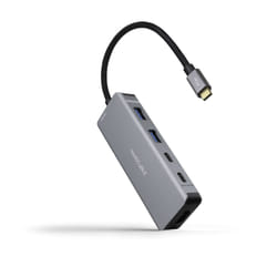 Nanocable USB-C 6-in-1 Hub, USB-C 3.2 GEN1 5G Converter to 2 x USB-A + 2 x USB-C + HDMI + USB-C PD 100W, Aluminum, 15 cm, Gray