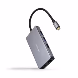 Nanocable USB-C 9-in-1 Hub, USB-C Converter to 3 x USB-A + 2 x HDMI + RJ45 + TF + SD + USB-C PD 100W, Aluminum, 15 cm, Gray,  ...