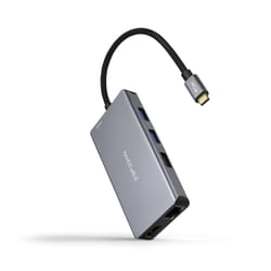 Nanocable USB-C 9-in-1 Hub, USB-C Converter to 3 x USB-A + 2 x HDMI + RJ45 + TF + SD + USB-C PD 100W, Aluminum, 15 cm, Gray