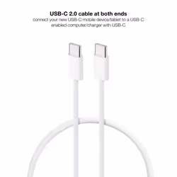 Nanocable USB-C 2.0 60W 3A Cable, USB-C/M-USB-C/M, White, 2 m