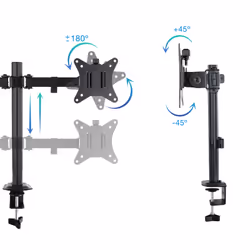 TooQ Desk Stand for 2 Screens 17"-27", Black
