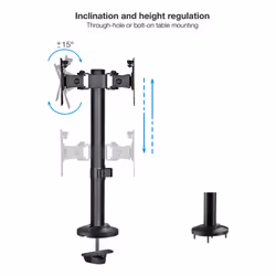 TooQ Table Stand for 2 Screens 17‘’ - 32‘’, Black