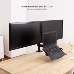 TooQ Table Stand for 2 Screens 17‘-32’ and Laptop, Black