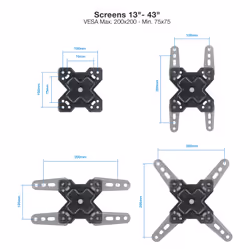TooQ Wall Mount for 13‘’-43‘’ Screens, Black