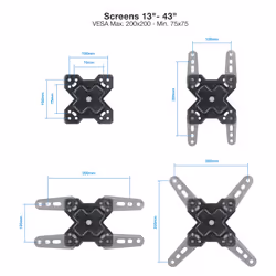 TooQ Wall Mount for 13‘’-43‘’ Screens, Black