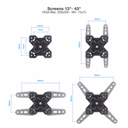 TooQ Wall Mount for 13‘’-43‘’ Screens, Black