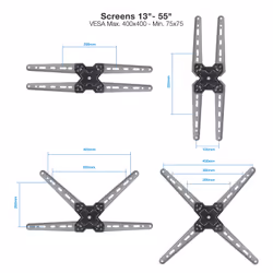 TooQ Wall Mount for 13‘’-55‘’ Screens, Black