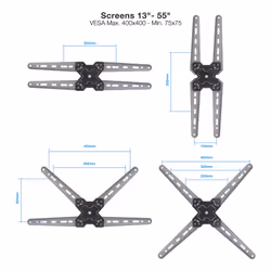 TooQ Wall Mount for 13"-55" Screens, Black