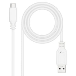 Nanocable USB 2.0 3A cable, USB-C/M-A/M type, White, 2 m