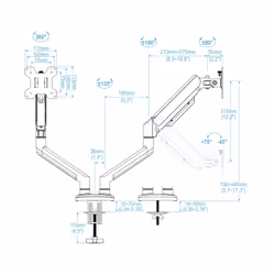 TooQ DB1434TNR-B monitor mount / stand 86.4 cm (34") Desk Black - Additional view 7