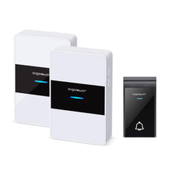 Panda Series Wireless Doorbell, IP44 Waterproof Cordless Doorbell, 150M Range Chime Kit, 1 Push Button and 2 Battery Operated Receivers with Led Light