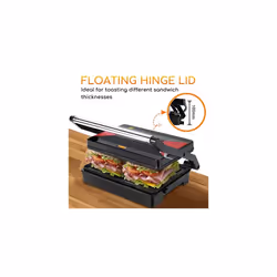 Aigostar Sandwich Toaster, 1000W Deep Fill Toastie Maker, 2 Slice Panini Press, Electric Grill with Non-Stick Plates, Stainless Steel, Easy to