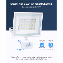 Security Lights Outdoor Motion Sensor, 50W PIR Sensor Security Light 4300 Lumens, Super Bright Flood Lights Outdoor, 6500K Flood Light, IP65