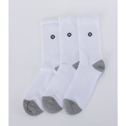 Hurley 3 Pack Icon White Mens Crew Socks
