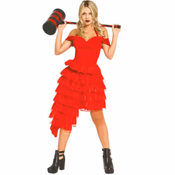 ) Women's crazy harlequin red dress - XS / S (36-38