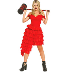 ) Women's crazy harlequin red dress - M (38-40